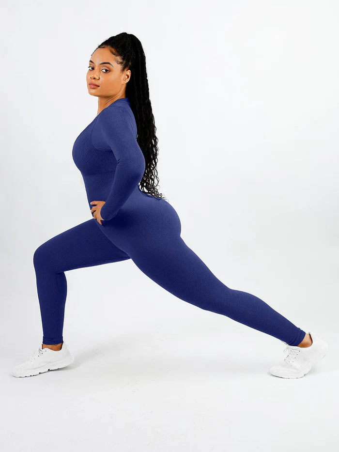High Stretchy  Long Sleeves Seamless Tummy Control Jumpsuit