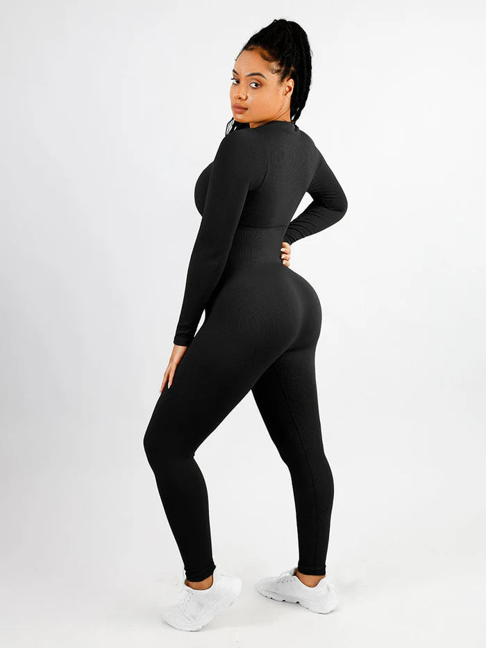 High Stretchy  Long Sleeves Seamless Tummy Control Jumpsuit