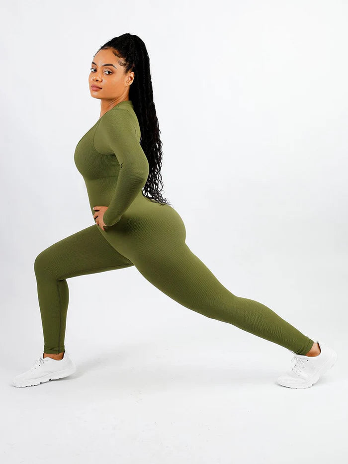 High Stretchy  Long Sleeves Seamless Tummy Control Jumpsuit
