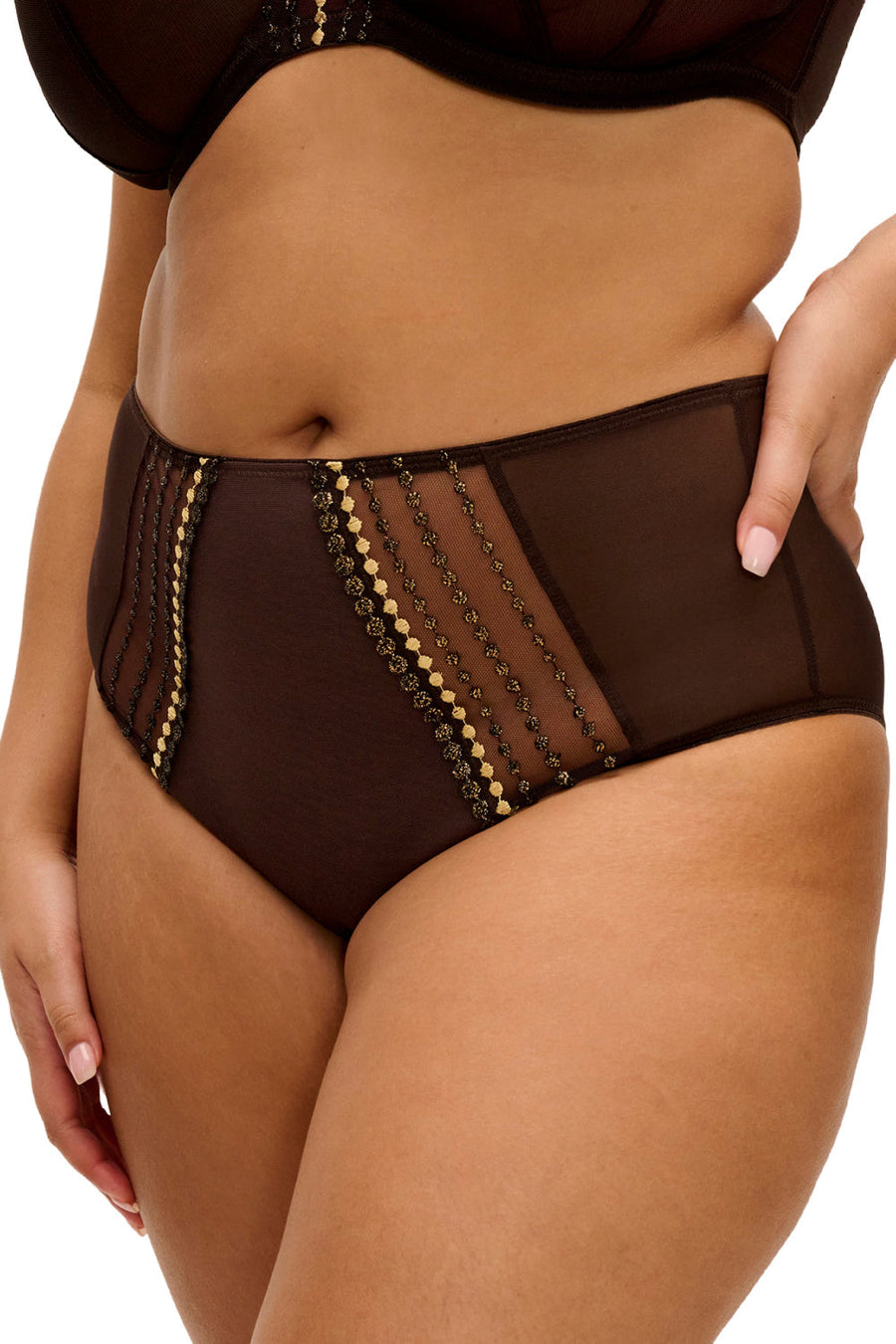 Elomi Matilda Gold Rush brief, angled front view
