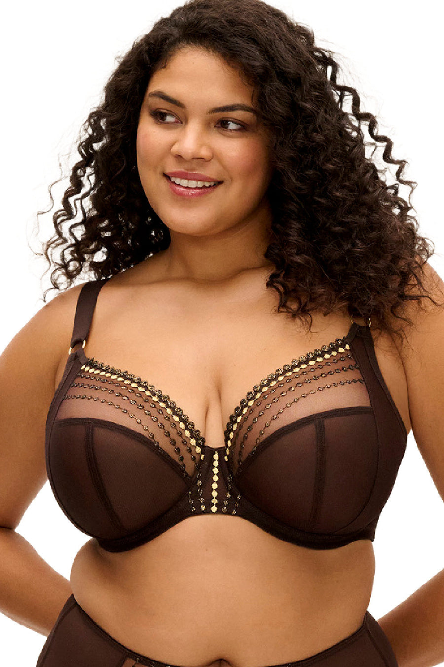 Elomi Matilda underwired plunge bra in Gold Rush, front view