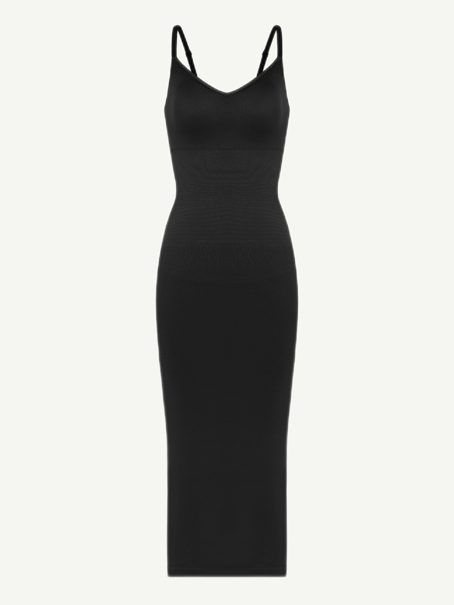 Seamless Spaghetti Strap V-neck Maxi Shaper Dress