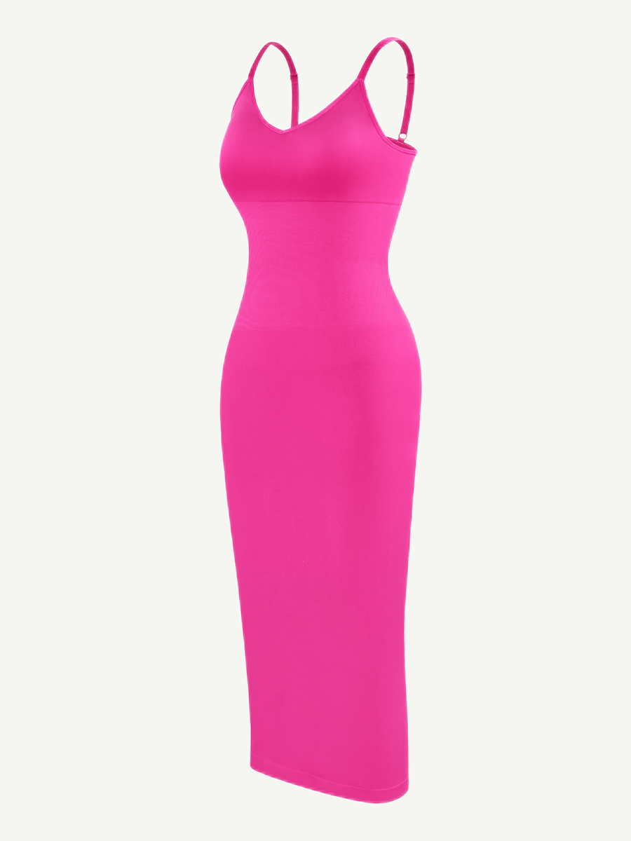 Seamless Spaghetti Strap V-neck Maxi Shaper Dress