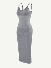 Seamless Spaghetti Strap V-neck Maxi Shaper Dress