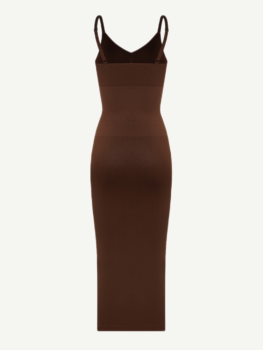 Seamless Spaghetti Strap V-neck Maxi Shaper Dress