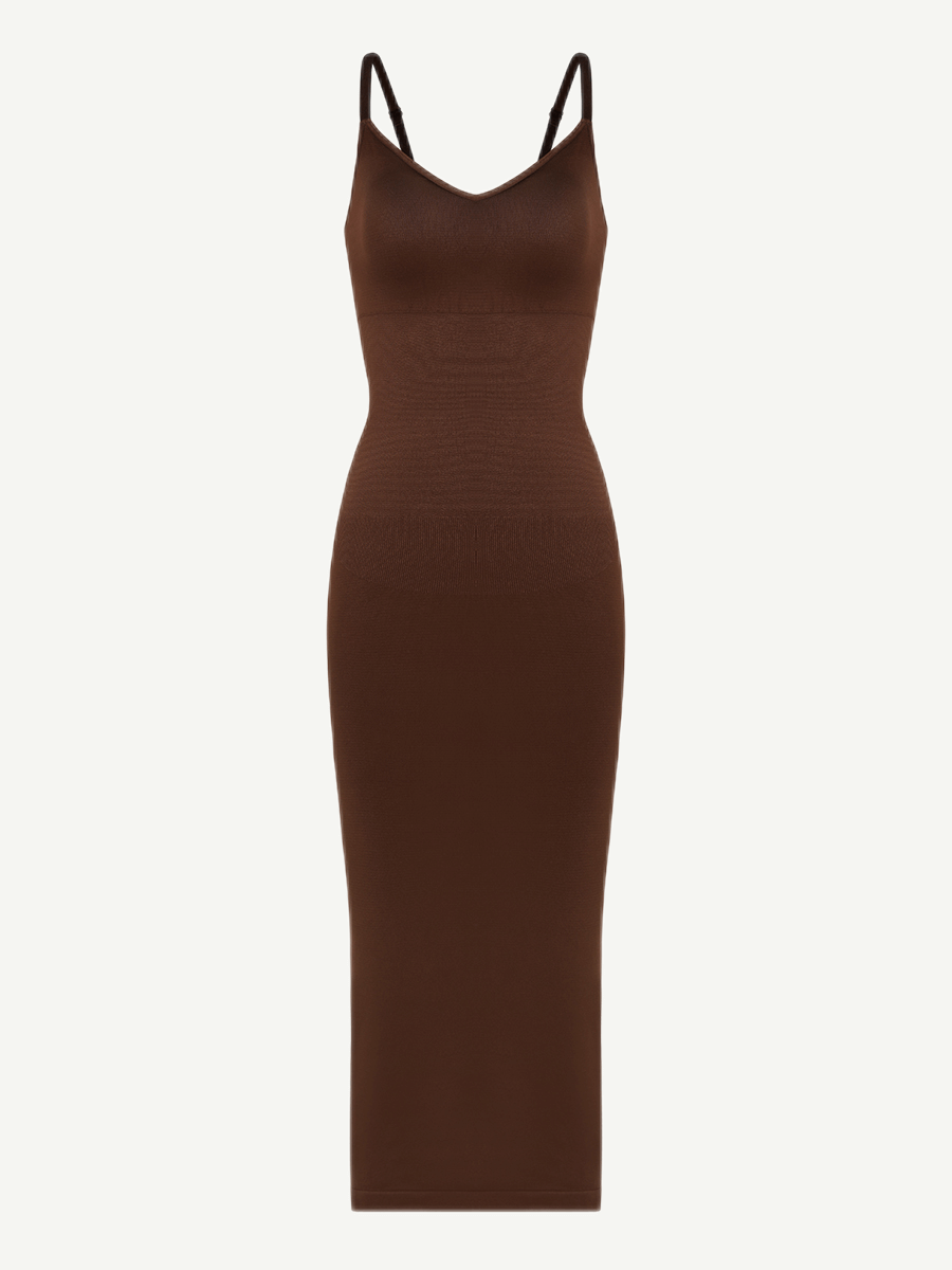 Seamless Spaghetti Strap V-neck Maxi Shaper Dress