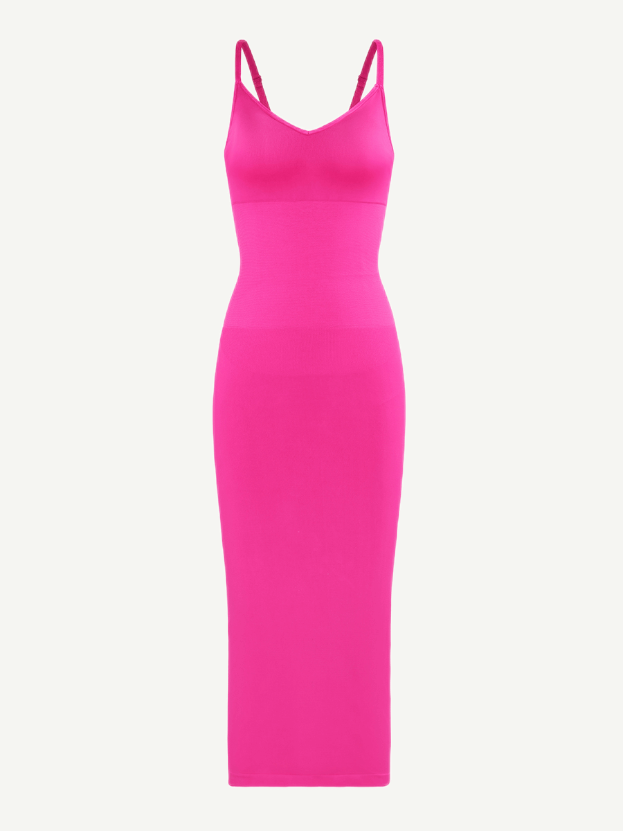 Seamless Spaghetti Strap V-neck Maxi Shaper Dress