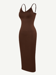 Seamless Spaghetti Strap V-neck Maxi Shaper Dress