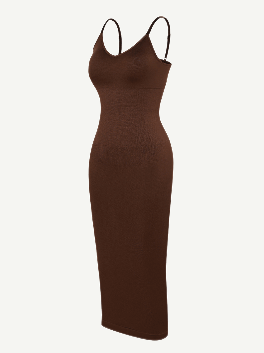 Seamless Spaghetti Strap V-neck Maxi Shaper Dress