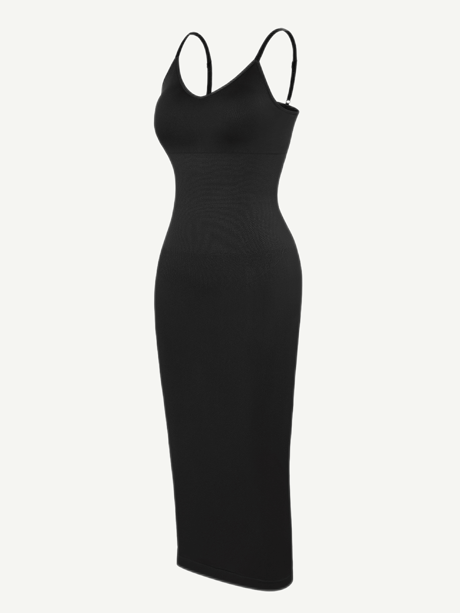 Seamless Spaghetti Strap V-neck Maxi Shaper Dress