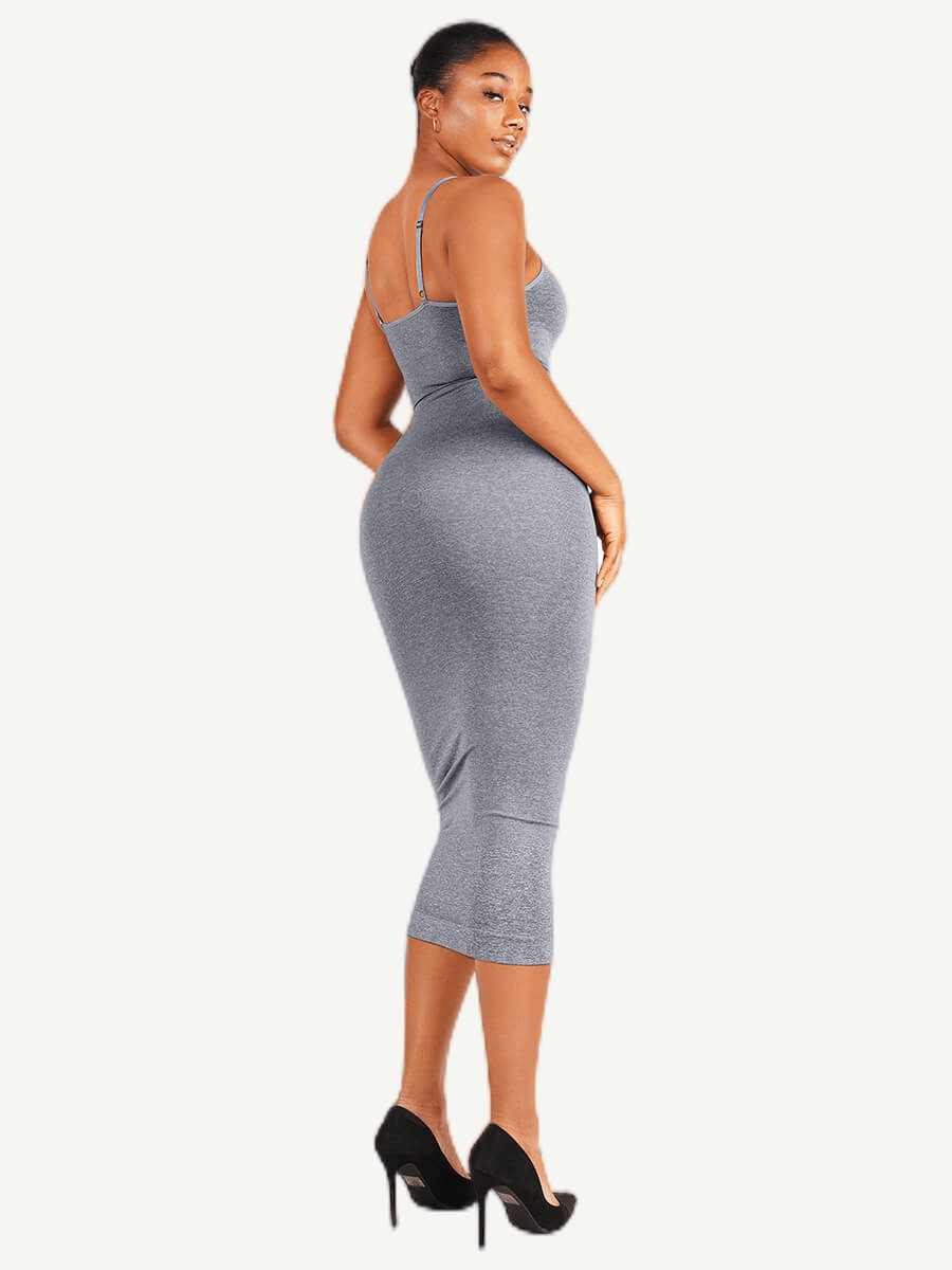 Seamless Spaghetti Strap V-neck Maxi Shaper Dress