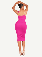 Seamless Spaghetti Strap V-neck Maxi Shaper Dress