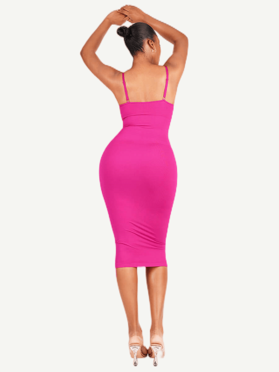 Seamless Spaghetti Strap V-neck Maxi Shaper Dress