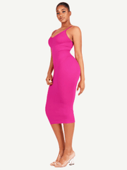 Seamless Spaghetti Strap V-neck Maxi Shaper Dress
