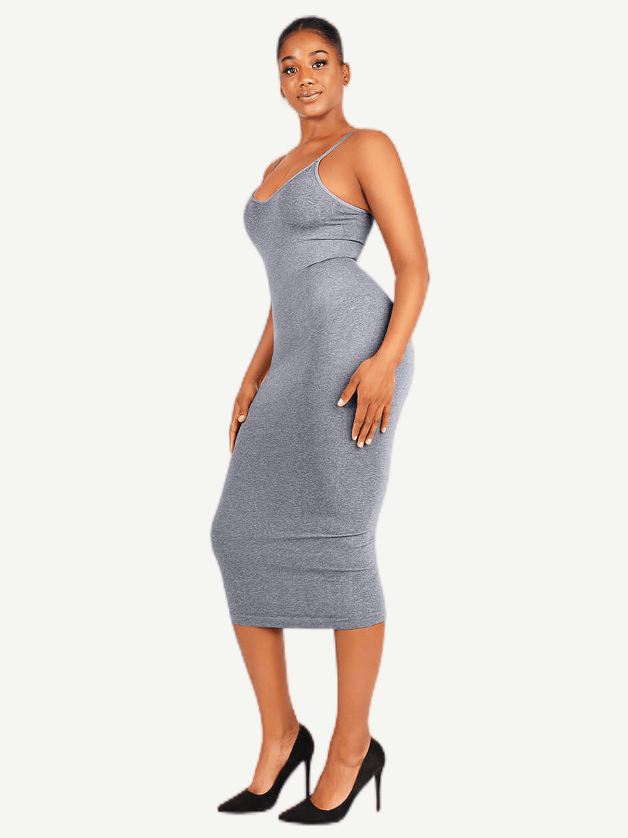 Seamless Spaghetti Strap V-neck Maxi Shaper Dress