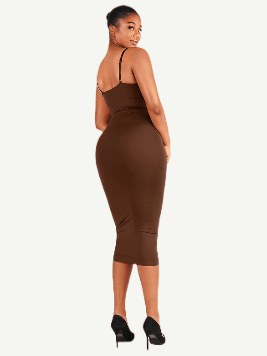 Seamless Spaghetti Strap V-neck Maxi Shaper Dress