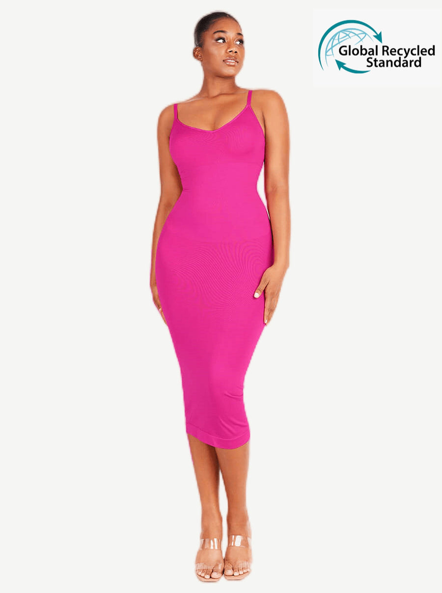 Seamless Spaghetti Strap V-neck Maxi Shaper Dress